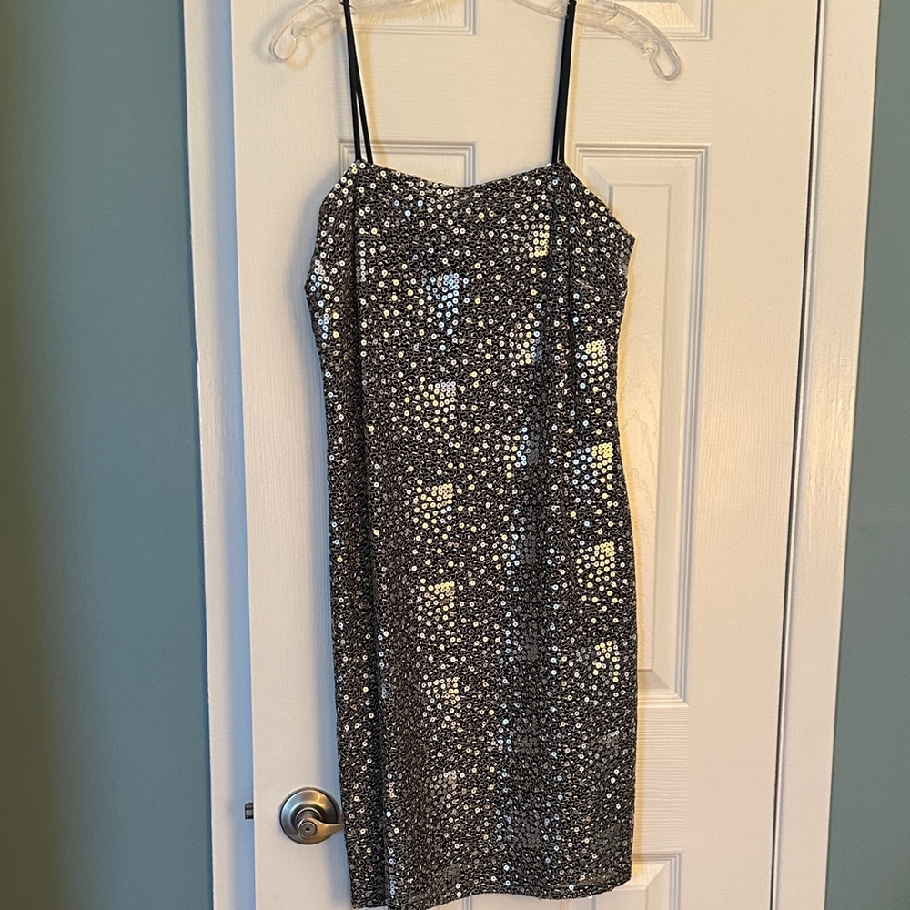 Dazzling Black and Silver Mini Dress